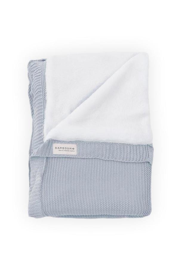 Coperta culla neonato fatta a maglia + lato peluche  75x100